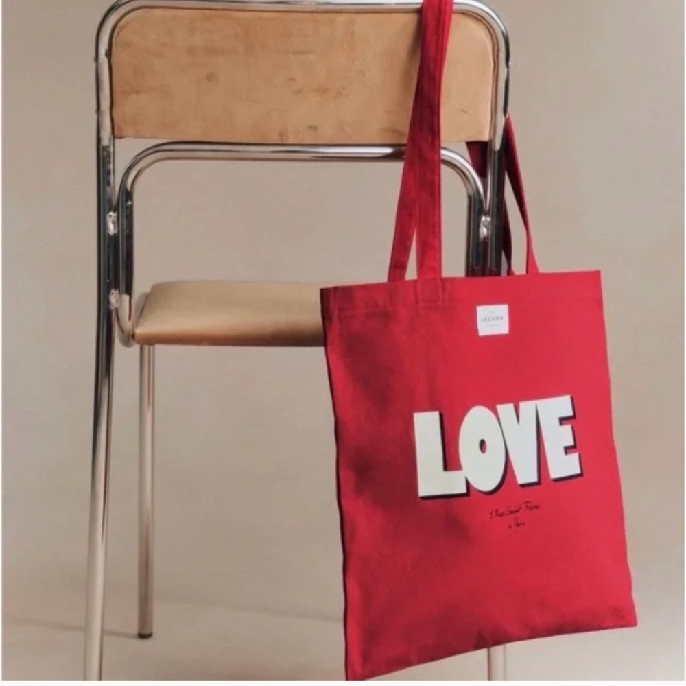 Sezane Red "LOVE" Tote Bag